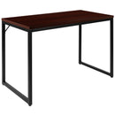 Berlin 47 Inch Computer Desk with Wood Grain Finish & Open Metal Frame