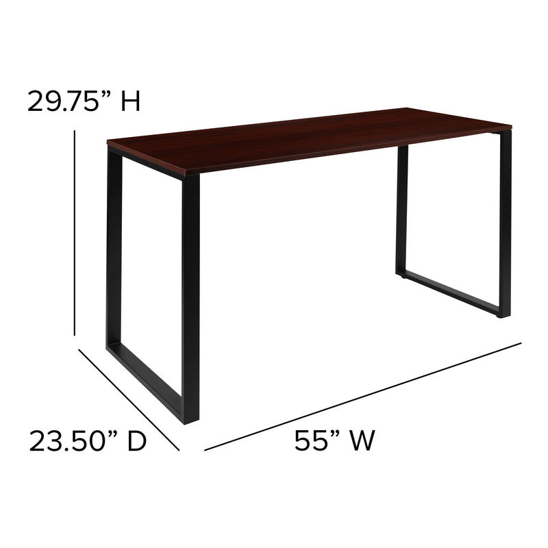 Corbin 55" Computer Desk with Wood Grain Finish & Open Metal Frame