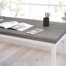 Berlin 47 Inch Computer Desk with Wood Grain Finish & Open Metal Frame