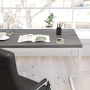 Berlin 47 Inch Computer Desk with Wood Grain Finish & Open Metal Frame