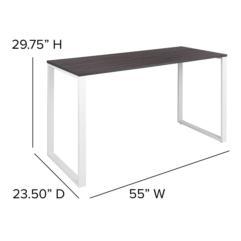 Corbin 55" Computer Desk with Wood Grain Finish & Open Metal Frame