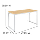 Berlin 47 Inch Computer Desk with Wood Grain Finish & Open Metal Frame