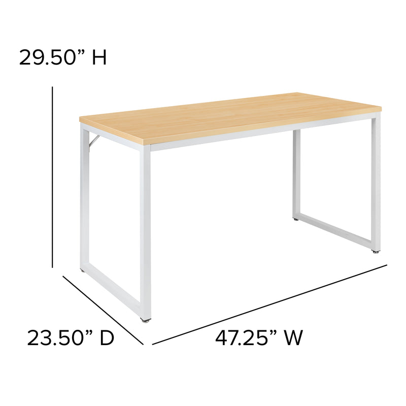 Berlin 47 Inch Computer Desk with Wood Grain Finish & Open Metal Frame