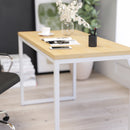 Berlin 47 Inch Computer Desk with Wood Grain Finish & Open Metal Frame