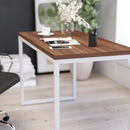 Berlin 47 Inch Computer Desk with Wood Grain Finish & Open Metal Frame