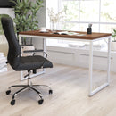 Berlin 47 Inch Computer Desk with Wood Grain Finish & Open Metal Frame