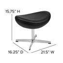 Olwen Saddle Wing Ottoman Modern Faux Leather Footrest with Chrome Base