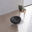 Olwen Saddle Wing Ottoman Modern Faux Leather Footrest with Chrome Base