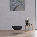 Olwen Saddle Wing Ottoman Modern Faux Leather Footrest with Chrome Base