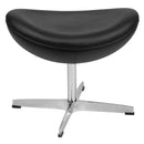 Olwen Saddle Wing Ottoman Modern Faux Leather Footrest with Chrome Base