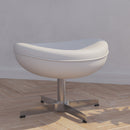 Olwen Saddle Wing Ottoman Modern Faux Leather Footrest with Chrome Base