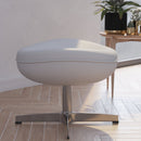 Olwen Saddle Wing Ottoman Modern Faux Leather Footrest with Chrome Base