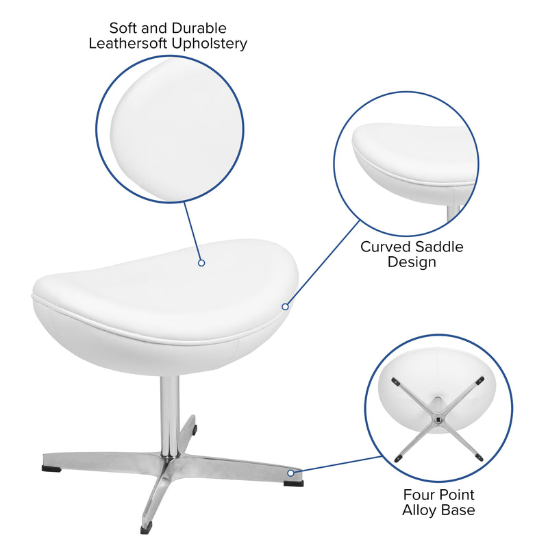 Olwen Saddle Wing Ottoman Modern Faux Leather Footrest with Chrome Base