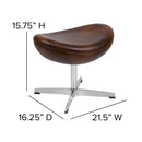 Olwen Saddle Wing Ottoman Modern Faux Leather Footrest with Chrome Base