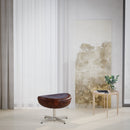 Olwen Saddle Wing Ottoman Modern Faux Leather Footrest with Chrome Base