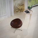 Olwen Saddle Wing Ottoman Modern Faux Leather Footrest with Chrome Base