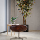 Olwen Saddle Wing Ottoman Modern Faux Leather Footrest with Chrome Base