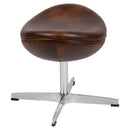 Olwen Saddle Wing Ottoman Modern Faux Leather Footrest with Chrome Base