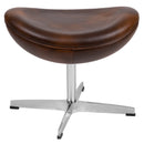 Olwen Saddle Wing Ottoman Modern Faux Leather Footrest with Chrome Base