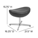 Olwen Saddle Wing Ottoman Modern Faux Leather Footrest with Chrome Base