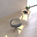 Olwen Saddle Wing Ottoman Modern Faux Leather Footrest with Chrome Base