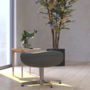 Olwen Saddle Wing Ottoman Modern Faux Leather Footrest with Chrome Base