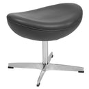 Olwen Saddle Wing Ottoman Modern Faux Leather Footrest with Chrome Base