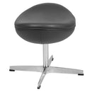 Olwen Saddle Wing Ottoman Modern Faux Leather Footrest with Chrome Base