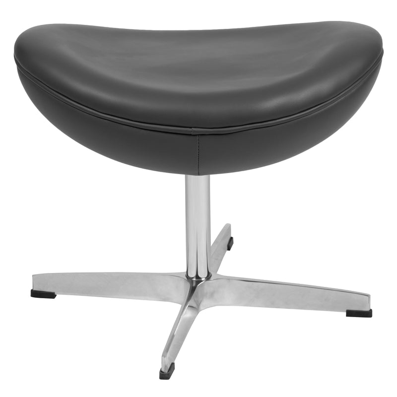 Olwen Saddle Wing Ottoman Modern Faux Leather Footrest with Chrome Base