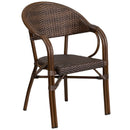 Kailua Cocoa Brown Wicker Rattan Patio Chair With Curved Back And Aluminum Bamboo Frame