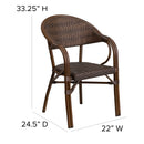 Kailua Cocoa Brown Wicker Rattan Patio Chair With Curved Back And Aluminum Bamboo Frame