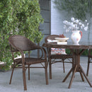 Kailua Cocoa Brown Wicker Rattan Patio Chair With Curved Back And Aluminum Bamboo Frame