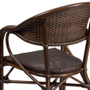 Kailua Cocoa Brown Wicker Rattan Patio Chair With Curved Back And Aluminum Bamboo Frame