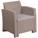 Malmok Outdoor Furniture Resin Chair Light Gray Faux Rattan Wicker Pattern Patio Chair With All-Weather Beige Cushion