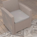 Malmok Outdoor Furniture Resin Chair Light Gray Faux Rattan Wicker Pattern Patio Chair With All-Weather Beige Cushion