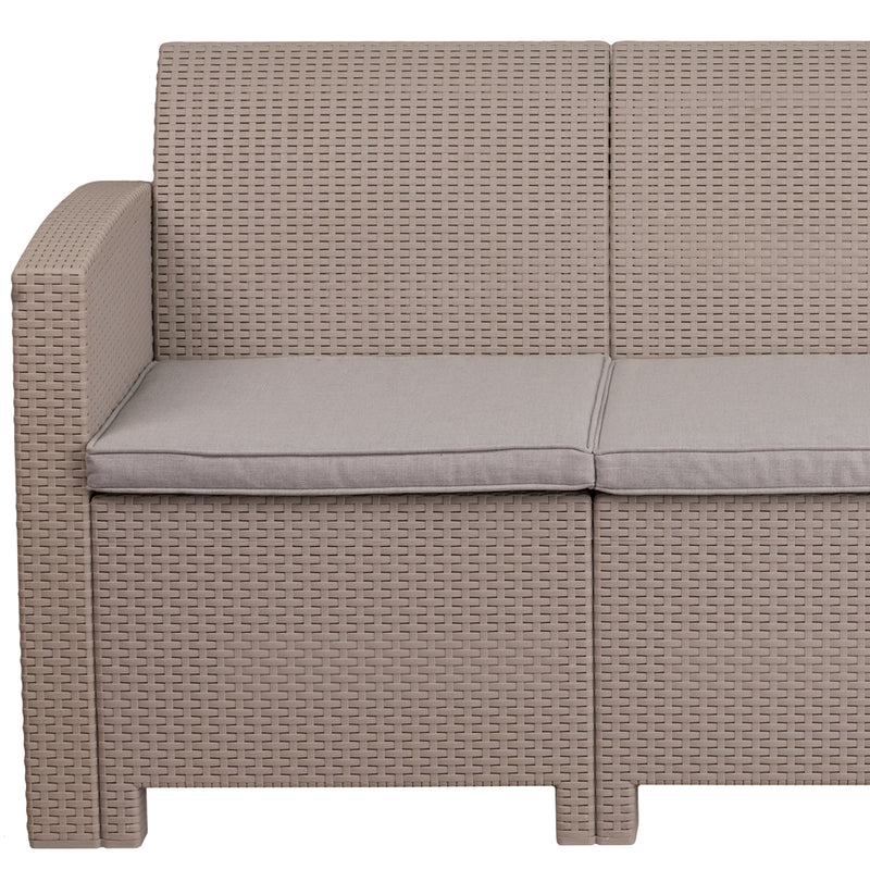 Malmok Outdoor Furniture Resin Sofa Light Gray Faux Rattan Wicker Patt