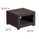 Malmok Outdoor Furniture Side Table Chocolate Brown Faux Rattan Wicker Pattern All-Weather Patio Side Table With Shelving