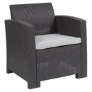 Malmok Outdoor Furniture Resin Chair Dark Gray Faux Rattan Wicker Pattern Patio Chair With All-Weather Beige Cushion