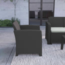 Malmok Outdoor Furniture Resin Chair Dark Gray Faux Rattan Wicker Pattern Patio Chair With All-Weather Beige Cushion