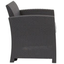 Malmok Outdoor Furniture Resin Chair Dark Gray Faux Rattan Wicker Pattern Patio Chair With All-Weather Beige Cushion