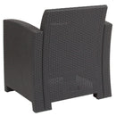 Malmok Outdoor Furniture Resin Chair Dark Gray Faux Rattan Wicker Pattern Patio Chair With All-Weather Beige Cushion