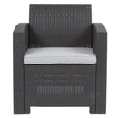 Malmok Outdoor Furniture Resin Chair Dark Gray Faux Rattan Wicker Pattern Patio Chair With All-Weather Beige Cushion