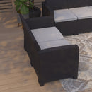 Malmok Outdoor Furniture Resin Loveseat Dark Gray Faux Rattan Wicker Pattern 2-Seat Loveseat With All-Weather Beige Cushions