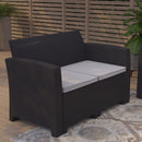 Malmok Outdoor Furniture Resin Loveseat Dark Gray Faux Rattan Wicker Pattern 2-Seat Loveseat With All-Weather Beige Cushions