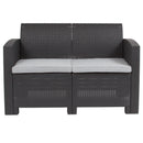 Malmok Outdoor Furniture Resin Loveseat Dark Gray Faux Rattan Wicker Pattern 2-Seat Loveseat With All-Weather Beige Cushions
