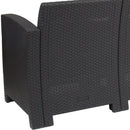 Malmok Outdoor Furniture Resin Sofa Dark Gray Faux Rattan Wicker Pattern Patio 3-Seat Sofa With All-Weather Beige Cushions