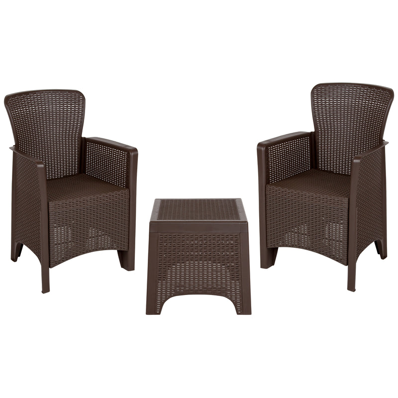 Lanai Outdoor Furniture 3 Item Set Faux Rattan Resin Wicker Lounge Cha