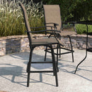 Set of 2 Brett High Back Bar Height Swivel Patio Stools with Powder Coated Metal Frames and Textilene Upholstery