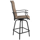 Set of 2 Brett High Back Bar Height Swivel Patio Stools with Powder Coated Metal Frames and Textilene Upholstery