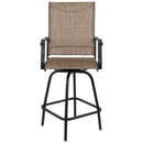 Set of 2 Brett High Back Bar Height Swivel Patio Stools with Powder Coated Metal Frames and Textilene Upholstery